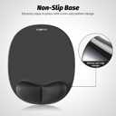 Ergonomic Mouse Pad with Skin-Friendly Lycra Memory Foam Wrist Rest, Easy-to-Clean Smooth PP Surface, and Non-Slip PU Base – Ideal for Vertical, Ergonomic, and Office Mice (Jet Black)