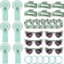 VIHOSE 30 Pack Sage Green Summer Party Favor Set for Women, Mini Handheld Fans for Outdoor Events, Matching Sunglasses Hair Clips Bracelets & Scrunchies, Ready-to-Gift Event Favor Kit