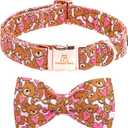 Lionheart Glory Valentine's Day Dog Collar With Bowtie for Large Dogs - Hearts Bear Spring Pink Pet Collar Bows (Large (Pack of 1)