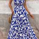 BTFBM Women Summer Dresses Casual Sleeveless Maxi Dresses Cute Floral Long Dress Wedding Guest Dress (M)