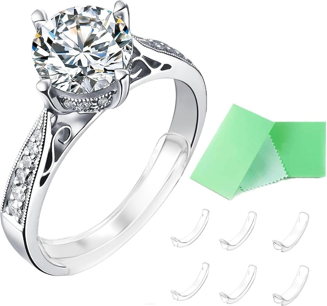Invisible Ring Size Adjuster for Loose Rings Ring Adjuster Fit Any Rings, Assorted Sizes of Ring Sizer ((2)-6pcs,1-3mm)