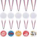 Yookeer 36 Pcs DIY Medals Design Your Own Award Medals Bulk for Kids Custom Clear Blank Make Your Own Medal Kit with Neck Ribbon for School Field Day Party Favors Winner Trophy Gymnastics Prize Gift