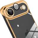 Phone Case, Compatible with iPhone Air, Transparent Electroplated Golden Phone Case, Frameless Design, with Camera Lens Protection.