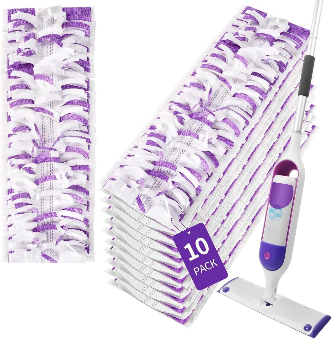 10 Pack Disposable Power Mop Pads for Swiffer Power Mop Pads | Compatible with Swiffer Power Mop Refills, Unscented Spray Replacement Floor Cleaning Refills for All Finished Floors