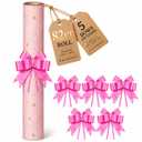 2 x HURUC Pink Star Wrapping Roll 17" x 82ft Gold Star Design, Kraft Wrap
