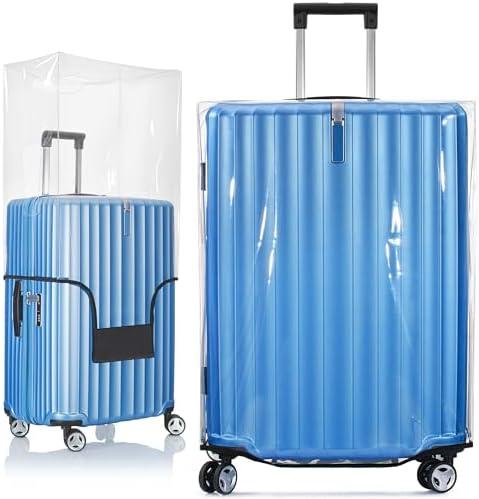 BlueCosto Universal Clear PVC Luggage Cover Protector Suitcase Covers 20" 22" 24" 26" 28" 30", Transparent-28inch, 28inch, Clear