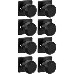Haidms 8 Pieces Black Dummy Door Knob Closet Door Knobs, Matte Black Interior Door Knob Single Side Rectangle Panel (Dummy -4 Pack)
