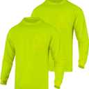 High Vis Long Sleeve Safety Work Shirts for Men,Hi Vis Fluorescent Construction Workwear Tee,2 Pack (XXL)