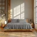 Linen Closet 300 Thread Count 100% Organic Cotton 4-Piece Sheet Set with Naturally Derived Earth Colors, King, Grey