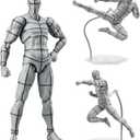 Ceenna Body Set, Action Figure Wireframe Adjustable Articulated Drawing Model Manikin Art Mannequin Figure for Artists Designers Sculptors Sketching Painting, Gray with Black Lines