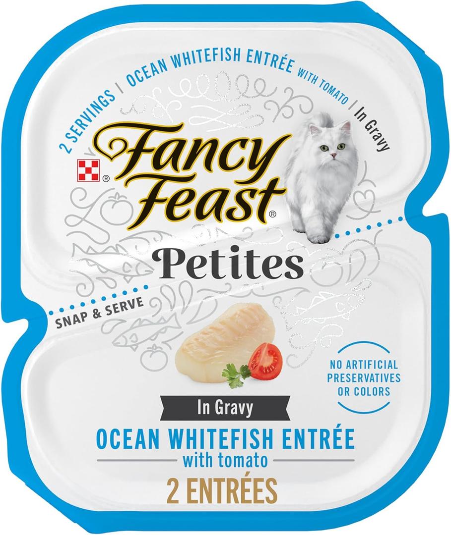 Purina Fancy Feast Petites Ocean Whitefish Entree With Tomato in Gravy Gourmet Wet Cat Food - (Pack of 12) 2.8 oz. Tubs
