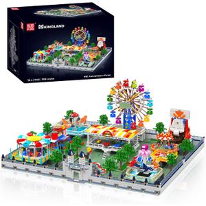 Mould King Large Amusement Park Building Set, DIY Eight-Major Electric Model Kits Include Ferris Wheel, Carousel, etc, Modular Design, Collectible Home Decoration for Teens, Adults(5220 Pcs)