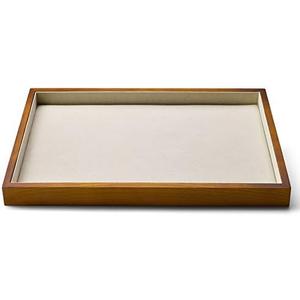 Oirlv Wood Flat Jewelry Tray Stackable Jewelry Drawer Organizer Showcase Jewelry Holder (Creamy-white flat tray)
