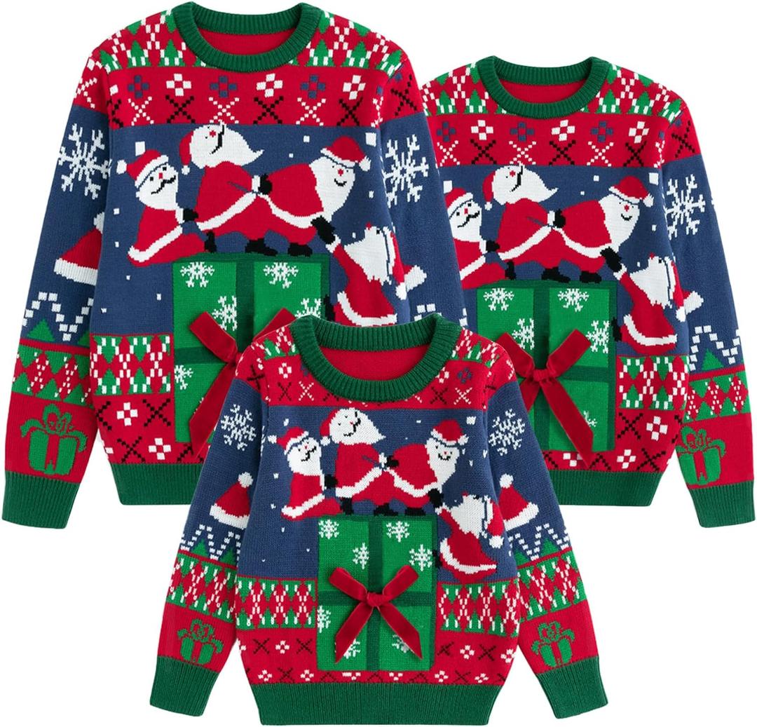 Simplee kids Ugly Christmas Sweater Family Matching Outfits for Women Men Party Sweaters Knitted Pullover (Small)