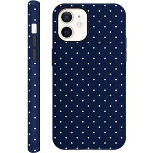 Polka Dot Phone Case for iPhone 12 / iPhone 12 Pro Cute Trendy Pattern Case 6.1", Aesthetic Stylish Print Design Matte Cover Hard PC Shockproof Soft TPU Protection Girls Women Funda, Navy Blue