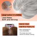 SEIKEA Hair Toppers for Women Real Human Hair, 10" Clip in Bangs Hand-tied Base 1.4 * 2.2inch Natural Realistic with Thinning Hair with Wispy Bangs Light Gray