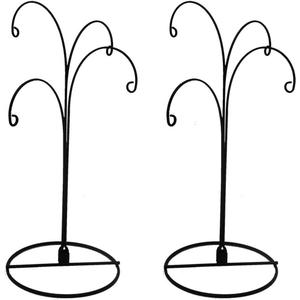HOHIYA Ornament Display Stand 12 Inch 4-Arm Metal Holder for Christmas Ornaments Glass and Crystal Ball Decorations Art Craft Hanging Hanger Black 2 Pack