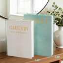 Decorative Books for Home Decor  Set of 2 Linen Faux Book Storage Boxes with Wooden Bead Tassel, Hidden Storage for Bookshelf, Coffee Table, Living Room, Office, Bedroom (Green,Beige)