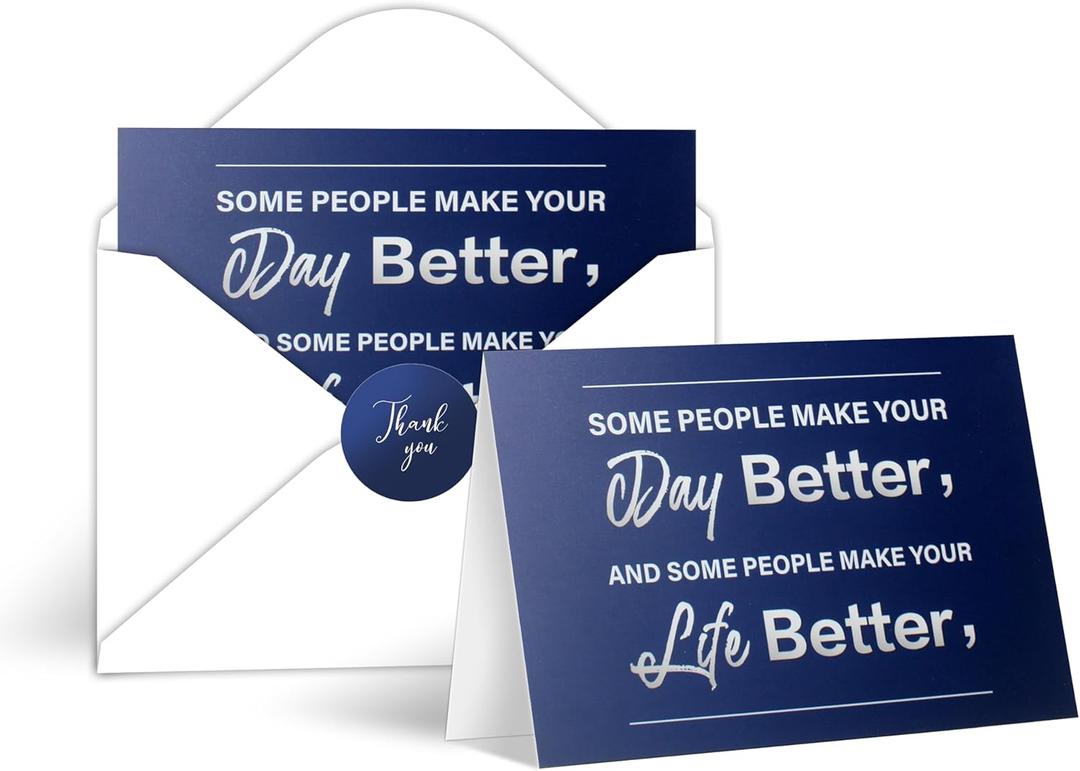 30 PACK Box of Thank You Cards with Envelopes Bulk Set & Stickers, Blank Thank You notes Cards with Message Inside, 64 Inches, Thank You Note For Employees, Teacher, Birthday, Graduation, Small Business  Holiday - Blue