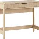 Walker Edison Transitional Office Design, Reeded Drawer Front Detail, Writing Desk with Drawer, Spacious Desktop, Complementary in Living Spaces, 38W x 16.75D x 30H, Coastal Oak