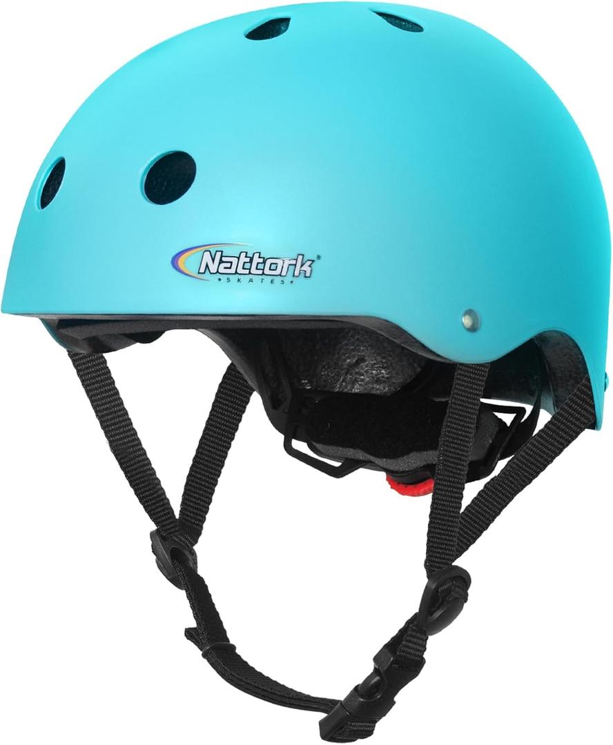 Nattork Kids Helmet Protective Gear, Removable Liner for Multi-Sports Skateboard, Skates, Bike, Scooter Age 4-12 Kids Youth Adults (Small (18.11'' - 19.69'' / 46cm - 50cm), Teal)
