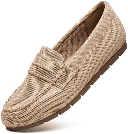Cvistpieo Loafers for Women Comfortable Dressy Casual Work Flats Lightweight & Breathable Slip On Walking Shoes Knit, Size: 7