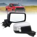 Right Passenger Side Mirror Compatible With 2019-2025 Chevy Silverado 1500 With Power Glass Manual Folding Temperature Sensor Turn Signal Heated Blind Spot Chrome Replace#GM1321586(9Pins)