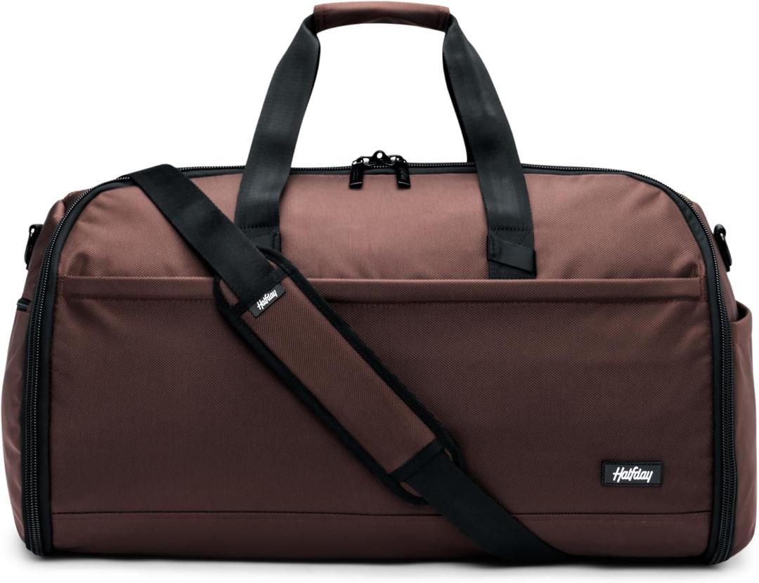 Halfday Convertible 2-in-1 Premium Garment Duffel Weekender Bag 45L | Wrinkle-Free Travel, Hanging Suit Compartment, Shoe Pockets, Trolley Sleeve. Balistic Nylon Carry-on, Port