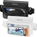 Niveaya IP68 Waterproof Fanny Pack - 2 Pack, Floating Dry Bag Pouch, Phone Waterproof Waist Pouch Dry Bag, Beach, Kayaking, Swimming, Boat Essentials, for iPhone 17/16/15/14/13/12 Pro Max up to 9.5" (Black&White)