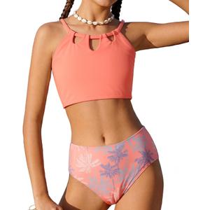 GRACE KARIN Teen Girls Swimsuits Size 10-12 Two Piece Bikini Sets Bathing Suit Girl' Swimwear Pink