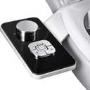 SAMODRA Bidet Attachment, Non-Electric Cold Water Bidet Toilet Seat Attachment with Pressure Controls, Retractable Self-Cleaning Dual Nozzles for Frontal & Rear Wash - Black