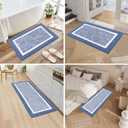 Pauwer 3 Pieces Bathroom Rugs Sets, Ultra Soft Non-Slip Mats, Microfiber Absorbent Bath Rugs with U-Shaped Toilet Rug for Bath Floor, Tub, Shower, Blue