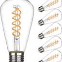 6 Pack ST19 ST58 Edison Bulb, Vintage LED Filament Bulb,Softy White 2700K, Antique Flexible Spiral LED Filament Light Bulb, Dimmable 600LM, 6W Equivalent to 60W, E26 Base,Clear Glass