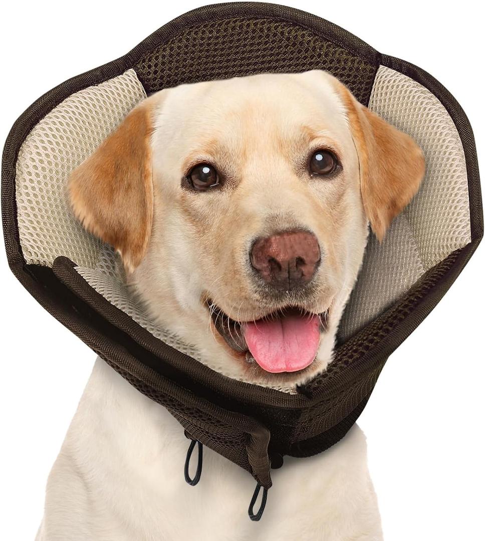 AOFITEE Large Dog Cone - Soft Dog Cone Stop Licking, Adjustable Extra Large Cones Dogs for Wound Healing, Pet Elizabethan Cones Collar After Surgery, XL Fabric Pet E-Collar, Brown X-Large