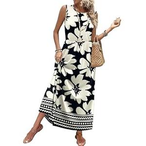 Spring Dresses for Women 2026 Maxi Summer Floral Dress Long A Line Sundresses Flower Flowy Beach Vacation Clothes Tropical Vacation Travel Outfits  XL