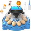 18-12 Egg Incubator with One Bottom Light Egg Tester, 95% Hatching Rate Automatic Egg Turning and Temperature Control, Humidity Temperature Display