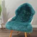LLB Genuine Sheepskin Area Rug Wool Rug Fur Carpet Fluffy Shaggy Fur Rug for Living Room Kids Bedroom Real Sheepskin Throw Lambskin Rugs Sofa Mat Chair Seat Covers (Peacock Blue, 2 x 3 ft Sheepskin)
