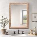 22" x 30" Wood Framed Bathroom Mirror, Beaded Rectangle Wall Mirror for Farmhouse Vanity, Bedroom, Living Room, Entryway, Horizontal or Vertical Mounting