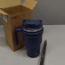 ALOUFEA 20 oz Insulated Coffee Mug Tumbler with Handle, Stainless Steel Travel Mug Tumbler with Lid and Straw,Double Wall Vacuum Leak Proof Ice Coffee Thermal Cup, Navy