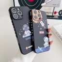 2 x Yonds Queen for iPhone 16 Pro Cute Case, Cool Cartoon Astronaut Space Planet Moon Design Stylish Bumper Cover Soft TPU Protective Anti-Slip Shockproof Fashion Case(iPhone 16 Pro, Music)
