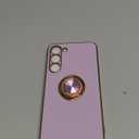 for Samsung Galaxy S23 Plus Case with 1 Screen Protector, Built-in 360 Rotation Ring Holder Magnetic Stand, Luxury Shiny Plating Edge Shockproof Electroplated Protective Cover (Purple/Golden)