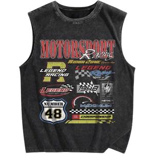SOLY HUX Men's Vintage Graphic Tank Tops Summer Beach Sleeveless Tanks Vest Streetwear Shirts Black Graphic (Medium)