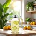 RORA Glass Pitcher with Lid and Spout, 1.5 L Water Pitchers with Handle Large Jug for Hot or Cold Beverage