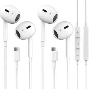 2 Pack-USB C Headphones for iPhone 17/16/15 Earbuds USB C Wired Earphones with Mic & Remote Control Noise Cancelling for 17/16/15 Plus/Air/Pro, Galaxy S25/S24/S23/S22/Ultra Note 10/20, Pixel 7/6/6a