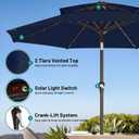 AreShark 9ft 2 Tiers Patio Umbrella with Solar Lights, Outdoor Umbrella w/ 32 LED Lights&8 Sturdy Ribs, Table Umbrella for Deck, Backyard, Pool(Navy)