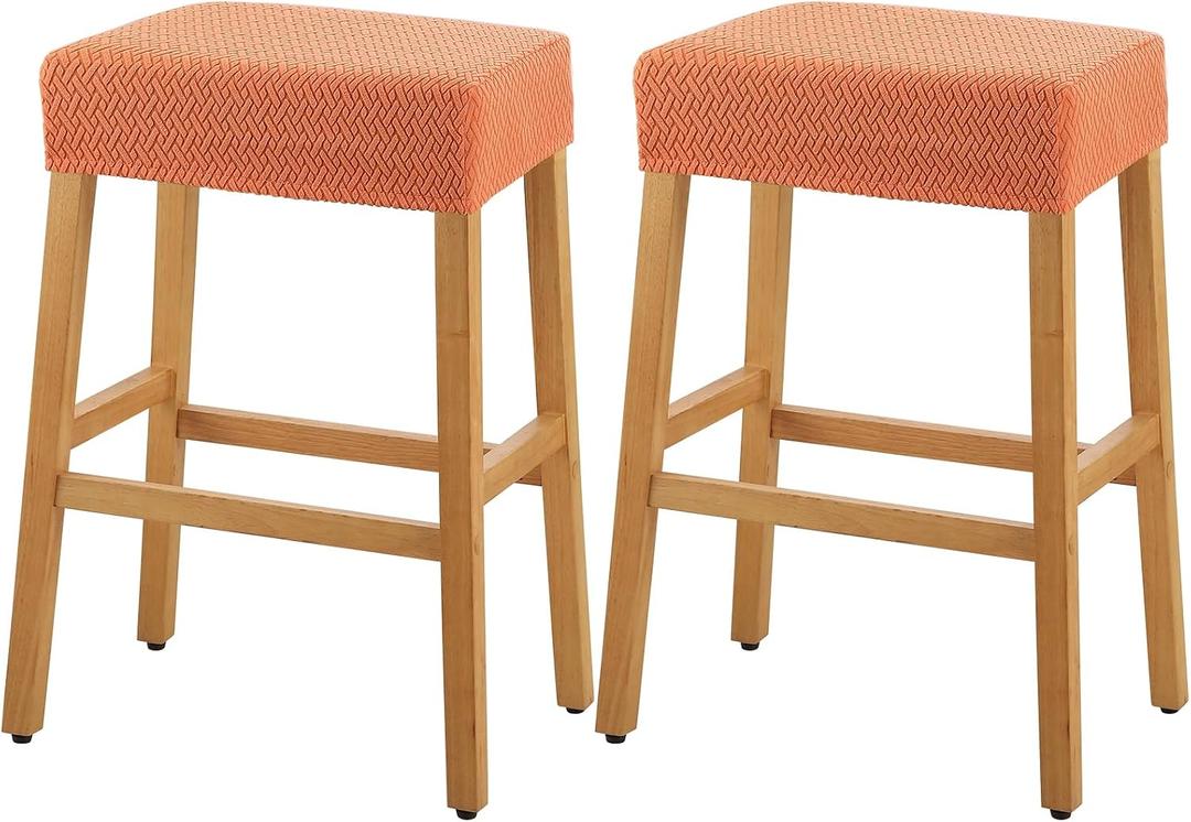 YISUN Stool Covers Rectangle - 2 Pack Stretch Waterproof Saddle Seat Cover Counter Bar Stools Bar Chairs Covers Kitchen Island Chairs Cushion Protector