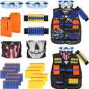 Kids Tactical Vest Kit for Nerf Guns Series with Refill Darts,Dart Pouch, Reload Clips, Tactical Mask, Wrist Band and Protective Glasses,Nerf Vest Toys for 4 5 6 7 8 9 10 11 12 Year Boys(2 Pack)