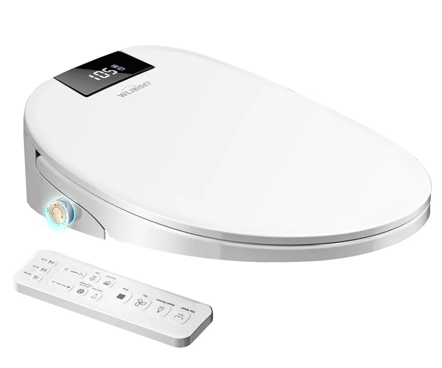 WLJBIDET Upgrade Smart Bidet Toilet Seat Elongated, Electronic Heated Bidet with Adjustable Warm Air Dryer, Unlimited Warm Water, Night Light, Slow Closed Toilet Seat & Lid, Remote Control