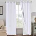 H.VERSAILTEX White Blackout Curtains, Thermal Curtains 96 inches Long 100% Blackout Textured Linen Look Curtain Draperies Anti-Rust Grommet Drapes, 2 Panels, Bright White, 52 x 96
