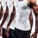 NELEUS Men's Athletic 3 Pack Compression Tank Top Dry Fit Undershirts,White,L,EUR XL